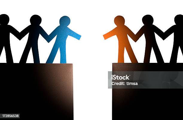 Approaching The Other Group Stock Photo - Download Image Now - Bridging The Gap, Racism, Separation