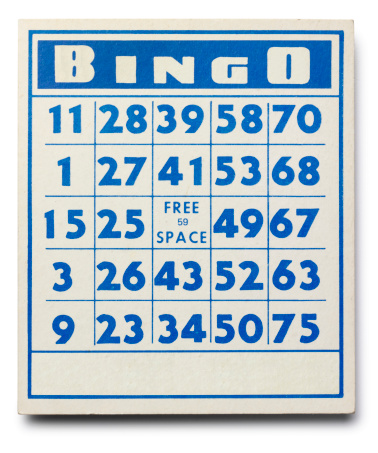 A bingo card with no game pieces.Please see some similar pictures from my portfolio: