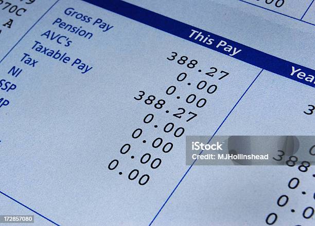Payslip Stock Photo - Download Image Now - Paycheck, Tax, Currency