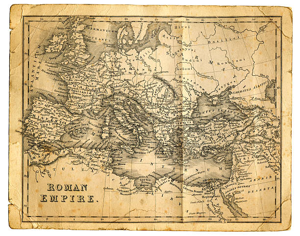 Roman Empire "Very detailed vintage map from 1827, showing the Roman Empire at its greatest extent.  Photo by D Walker" ancient roman civilization stock illustrations