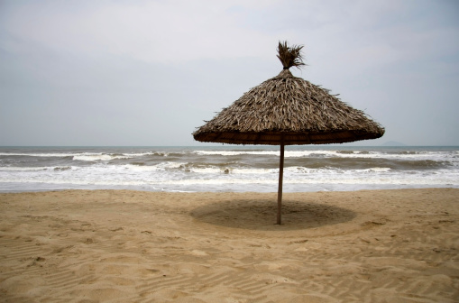 Sunshade at China Beach near Hoi An in Vietnam.