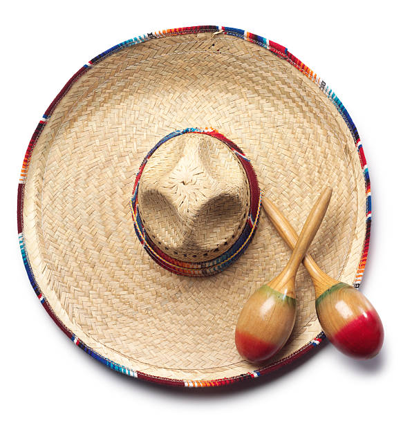sombrero & maracas - sombrero hat mexican culture isolated photos et images de collection