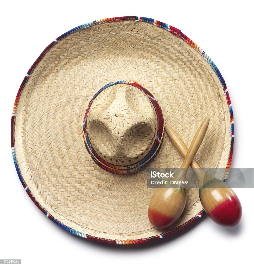 Hat & Maracas Maracas sitting on a Sombrero Sombrero Stock Photo