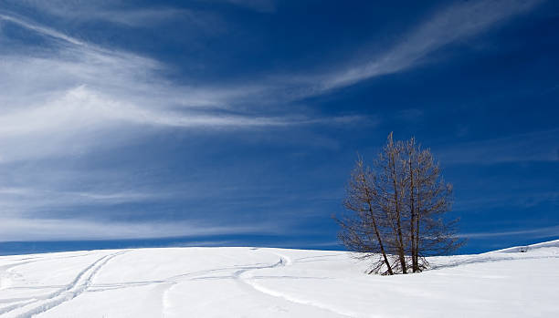 blau und weiß - apres ski snow mountain loneliness stock-fotos und bilder