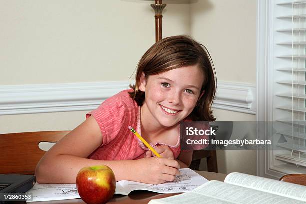 School Homework See Others From This Series Stock Photo - Download Image Now - 10-11 Years, Adolescence, Apple - Fruit