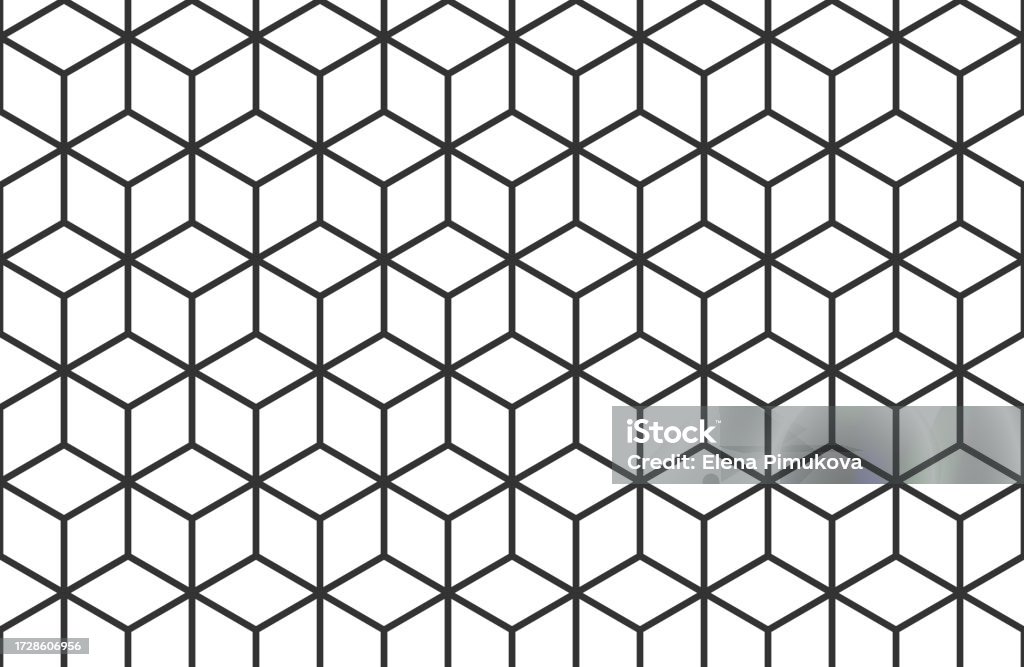 Cube Grid Pattern Isometric Cube Grid Seamless Pattern Line Isometric Grid With Editable ...