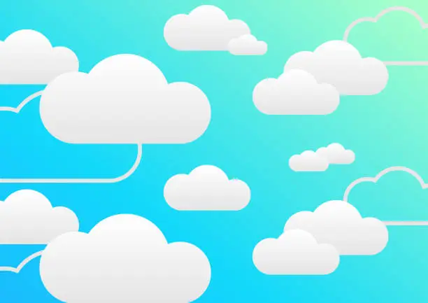 Vector illustration of cloud cute background gradient blue design