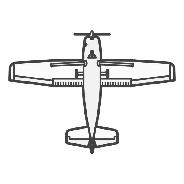 ilustrações de stock, clip art, desenhos animados e ícones de from below propeller aircraft, high wing small airplanes, pilot training, sightseeing flights, etc. - vfr