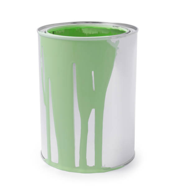 Can of light green paint isolated on white