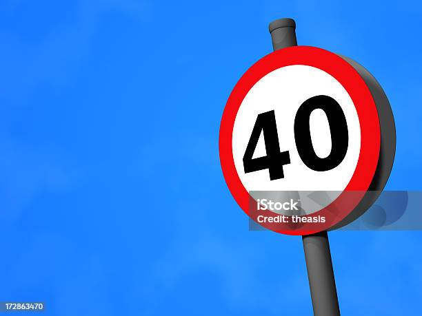 Uk Traffic Sign 40mph Speed Limit Stock Photo - Download Image Now - Speed Limit Sign, Number 40, Sign