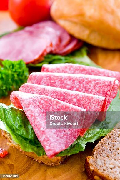Salami Sandwich Stock Photo - Download Image Now - Bread, Breakfast, Cut Out