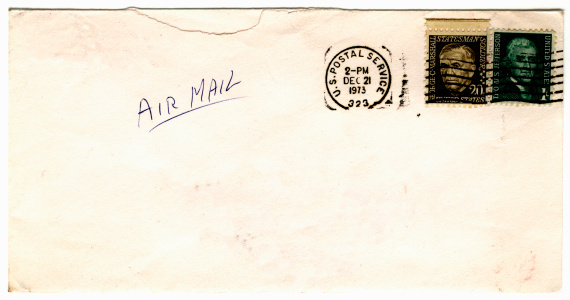 An envelope posted in the USA in 1973.