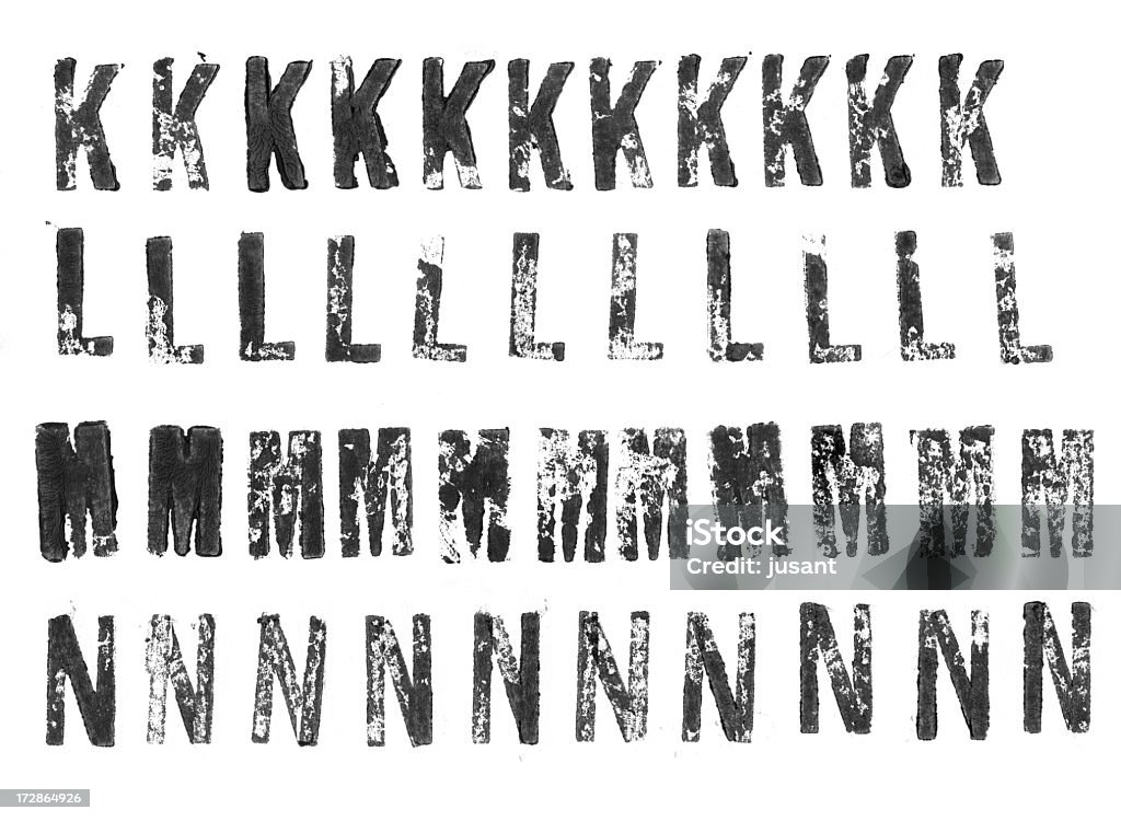 Imprenta en mayúscula alphabets K y N - Foto de stock de Sello de caucho libre de derechos