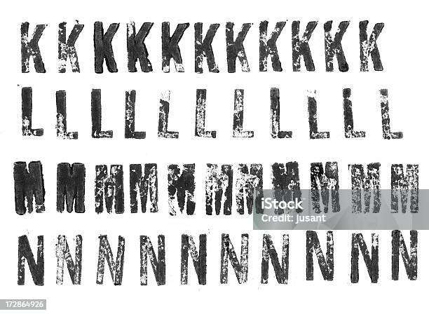 Imprenta En Mayúscula Alphabets K Y N Foto de stock y más banco de imágenes de Sello de caucho - Sello de caucho, Técnica de textura grunge, Arte