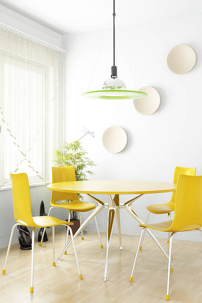 istock Dining room interior with yellow table and chairs 172865213
