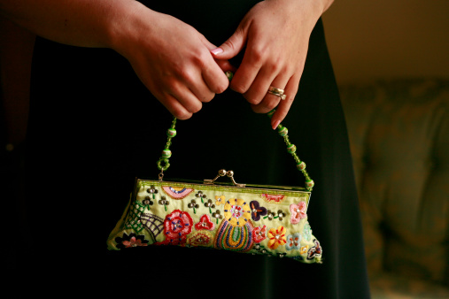 Decorative handbag of a bridesmaid.