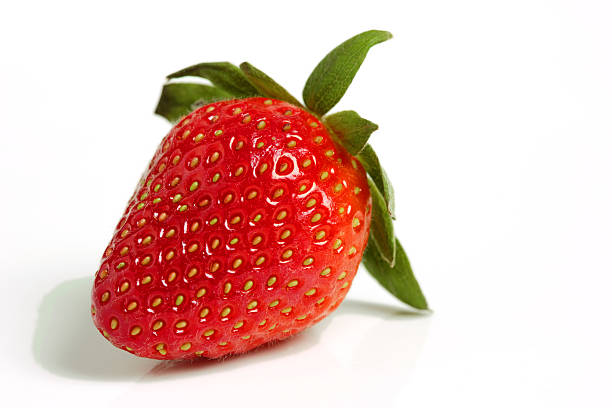 Single Strawberry on white background.