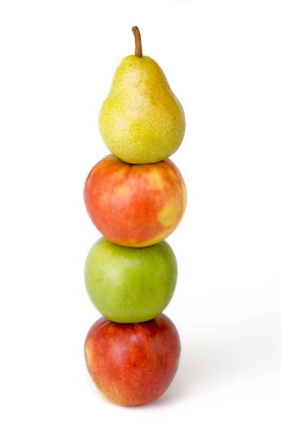 Tower of fresh fruits stock photo