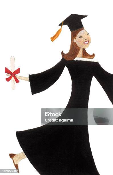 Happy Graduate Stock Illustration - Download Image Now - Black Color, Brown Hair, Cap - Hat