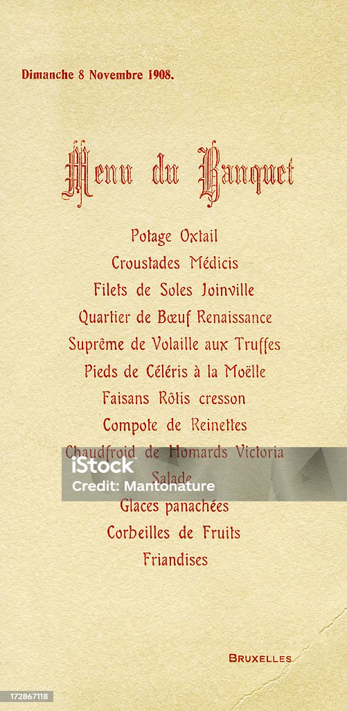 Concept : Menu classique du Banquet - Photo de Culture française libre de droits