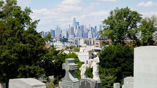 Manhattan Viewed from a Graveyard in Brooklyn, NY