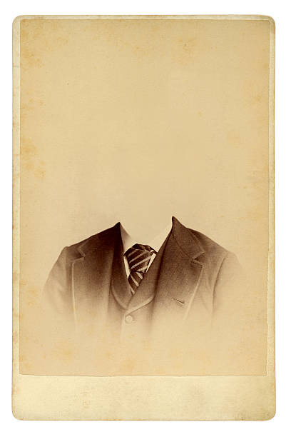Antique photo of man in gradually fading suit with no head Antique portrait edwardian style photos stock pictures, royalty-free photos & images