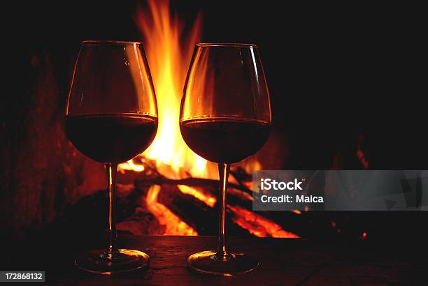 Wine And Fire Stock Photo - Download Image Now - Drink, Fire - Natural Phenomenon, Fireplace