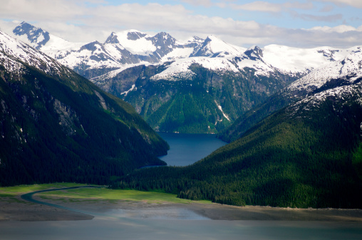 Aerial view of Coastal Mountains of Southeastern Alaska.