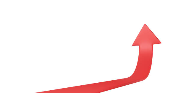istock 3D realistic arrow up. Three red arrows. 1728691232