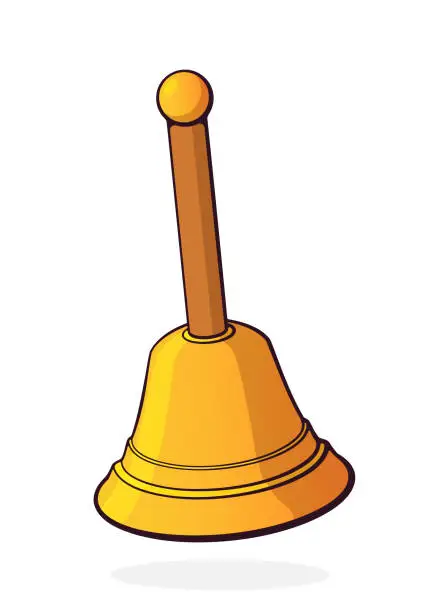 Vector illustration of Cartoon illustration of a bell with a handle. Hand Drawn vector illustration with outline.