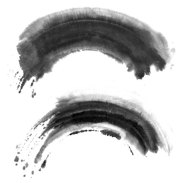 서클 페인팅 - ink ink and brush washing sumi circle 뉴스 사진 이미지