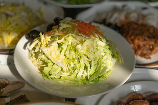 Raw cabbage placed on a plate