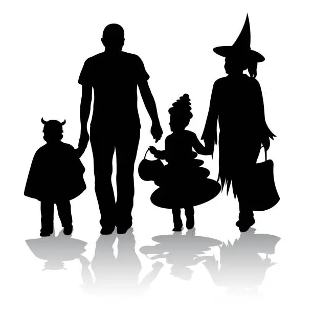 Vector illustration of Fun Halloween Family