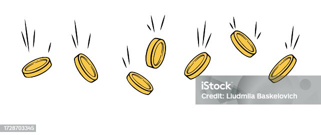 istock Gold coin rain. Falling golden coins growing economic wealth. Vector illustration 1728703345