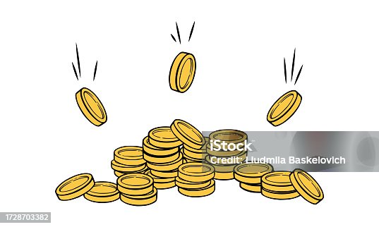 istock Gold coin rain. Falling golden coins growing economic wealth. Vector illustration 1728703382