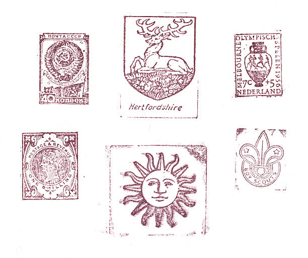 High detailed scan of old stamped letterpress images.