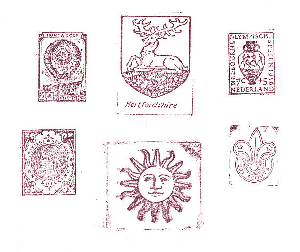 Old stamped letterpress images stock photo