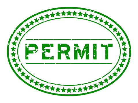 Grunge green permit word oval rubber seal stamp on white background