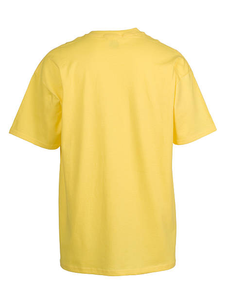 istock Yellow blank, short sleeve t-shirt back-isolated on white 172870876