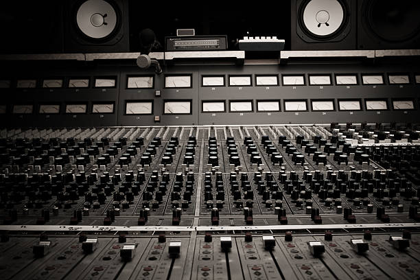 Recording Studio Board Recording Studio Board volume unit meter stock pictures, royalty-free photos & images
