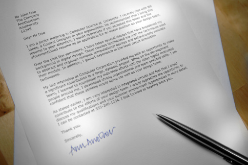 shot of letter responding to job ad