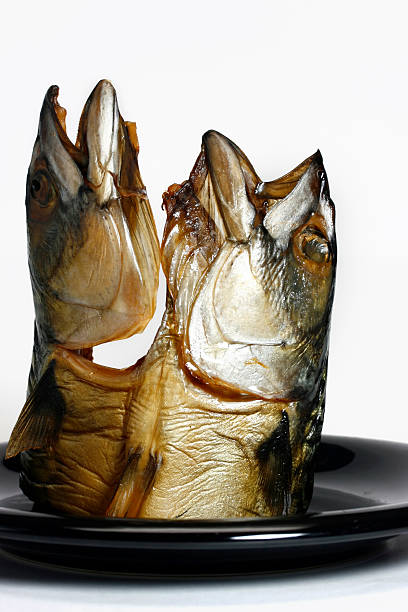 istock Smoked Mackerel fish on black plate 172872894