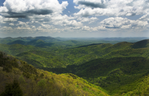 Beautiful view of appalachian mountains near Blood mountain in Georgia.