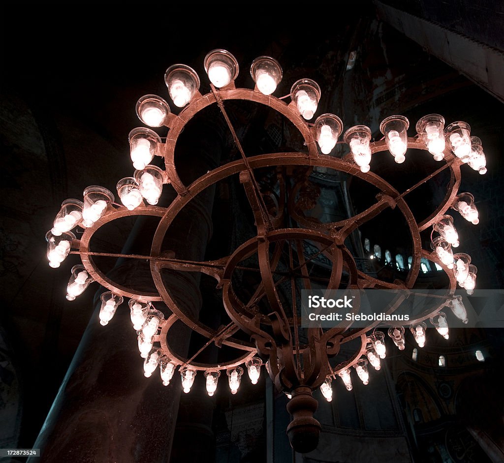 Old candelabrum in Hagia Sophia / Istanbul. Arabic Style Stock Photo