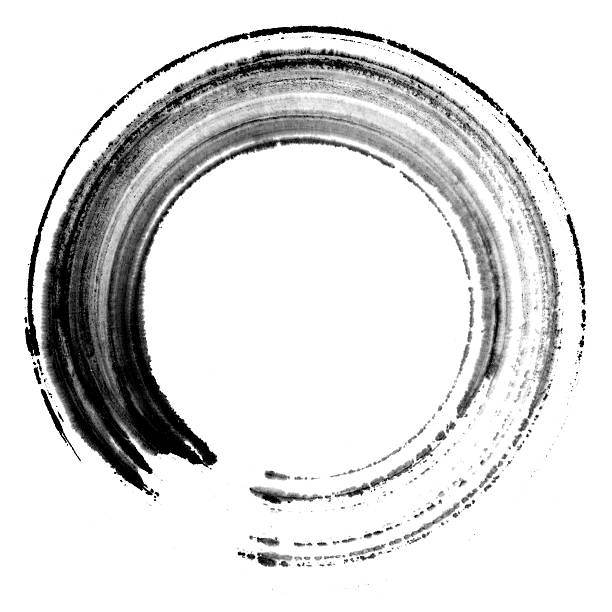 서클 페인팅 - ink ink and brush washing sumi circle 뉴스 사진 이미지