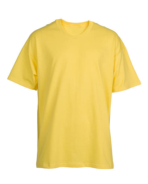 Yellow, blank, t-shirt front-isolated on white stock photo