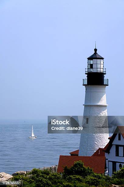 Portland Head Luz - Fotografias de stock e mais imagens de Farol - Estrutura construída - Farol - Estrutura construída, Maine, Beira d'Água