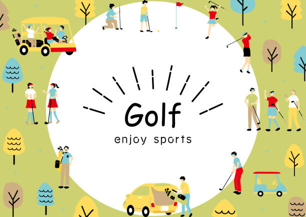 illustrazioni stock, clip art, cartoni animati e icone di tendenza di l'illustrazione di persone che si godono il golf - golf golf club golf course teeing off