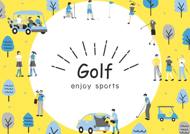 illustrazioni stock, clip art, cartoni animati e icone di tendenza di l'illustrazione di persone che si godono il golf - golf golf club golf course teeing off