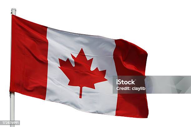 Канадский Флаг С Пути — стоковые фотографии и другие картинки Канадский флаг - Канадский флаг, Изолированный предмет, Белый фон